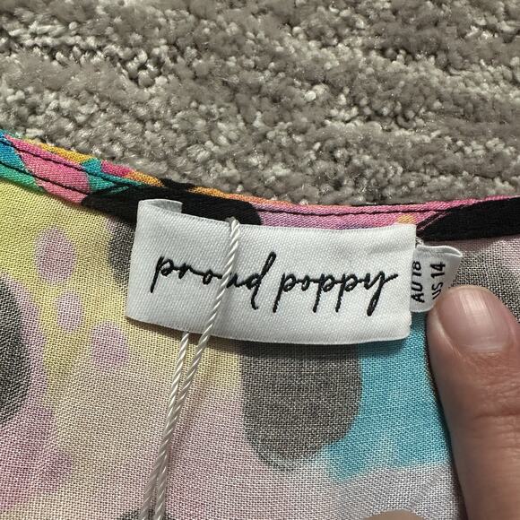 Proud Poppy Disco Dress Womens 14 Kasey Rainbow Colorful Pockets Cheetah Print - Picture 6 of 14